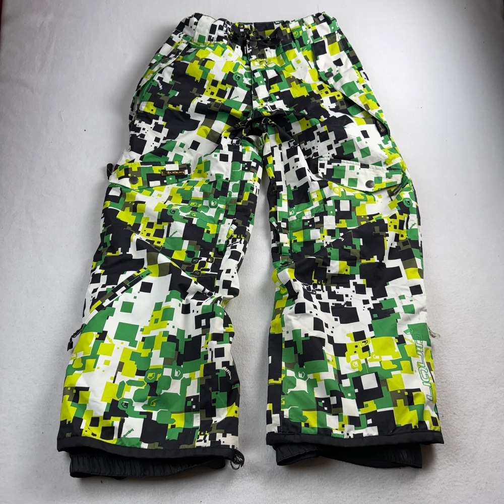 Liquid Venture Mens Small Green‎ Digital Pixel Camo Snow Pants Waterproof 5000mm